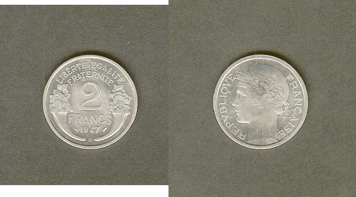 2 francs Morlon, aluminium 1947 Beaumont-Le-Roger FDC